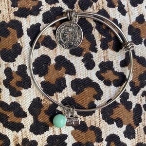 Alex and Ani bracelet. NEW!! Silver with light green stone (unknown).